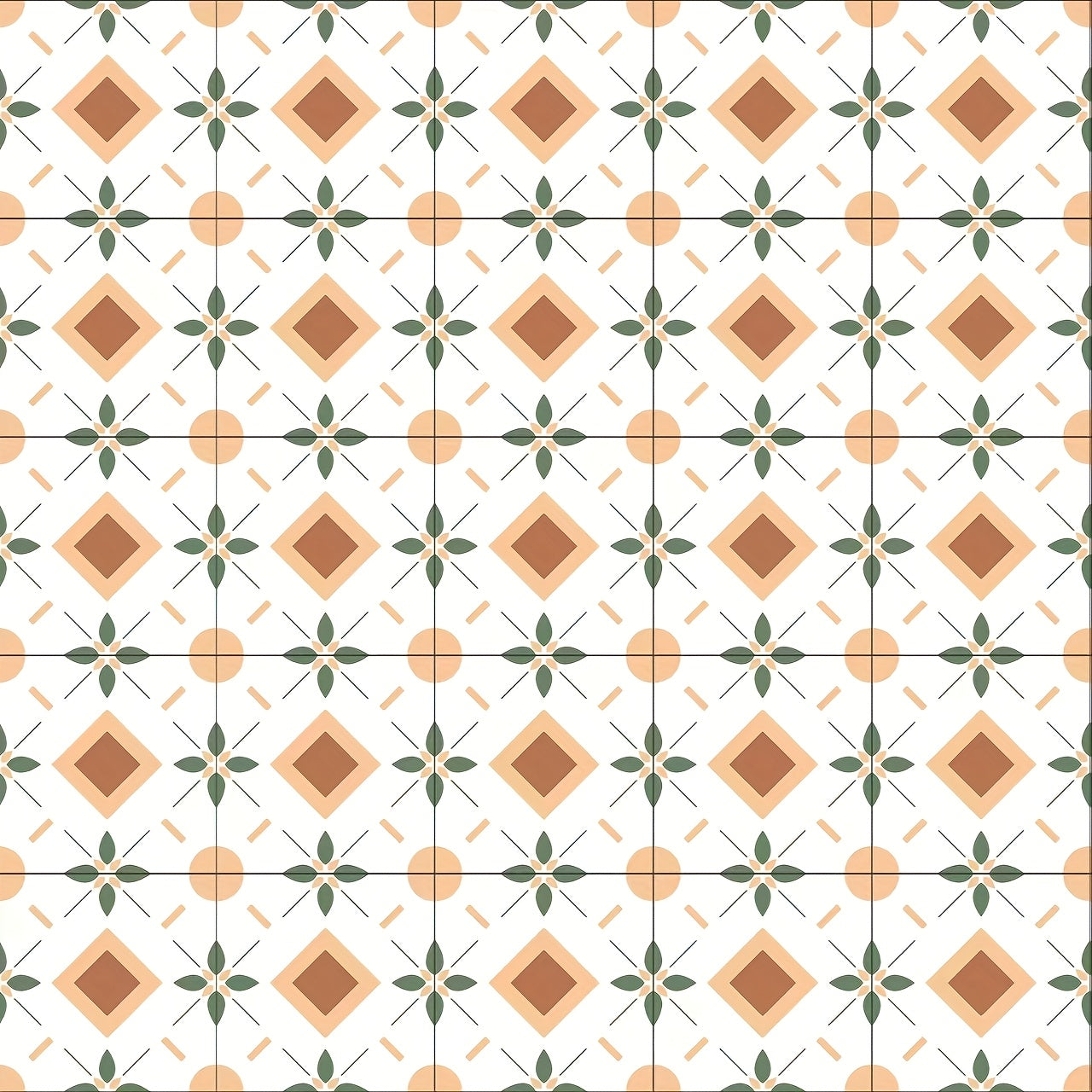 1x11.8 Inch Dollhouse Floor Tile Model PU Leather Floral Pattern Orange Flowers