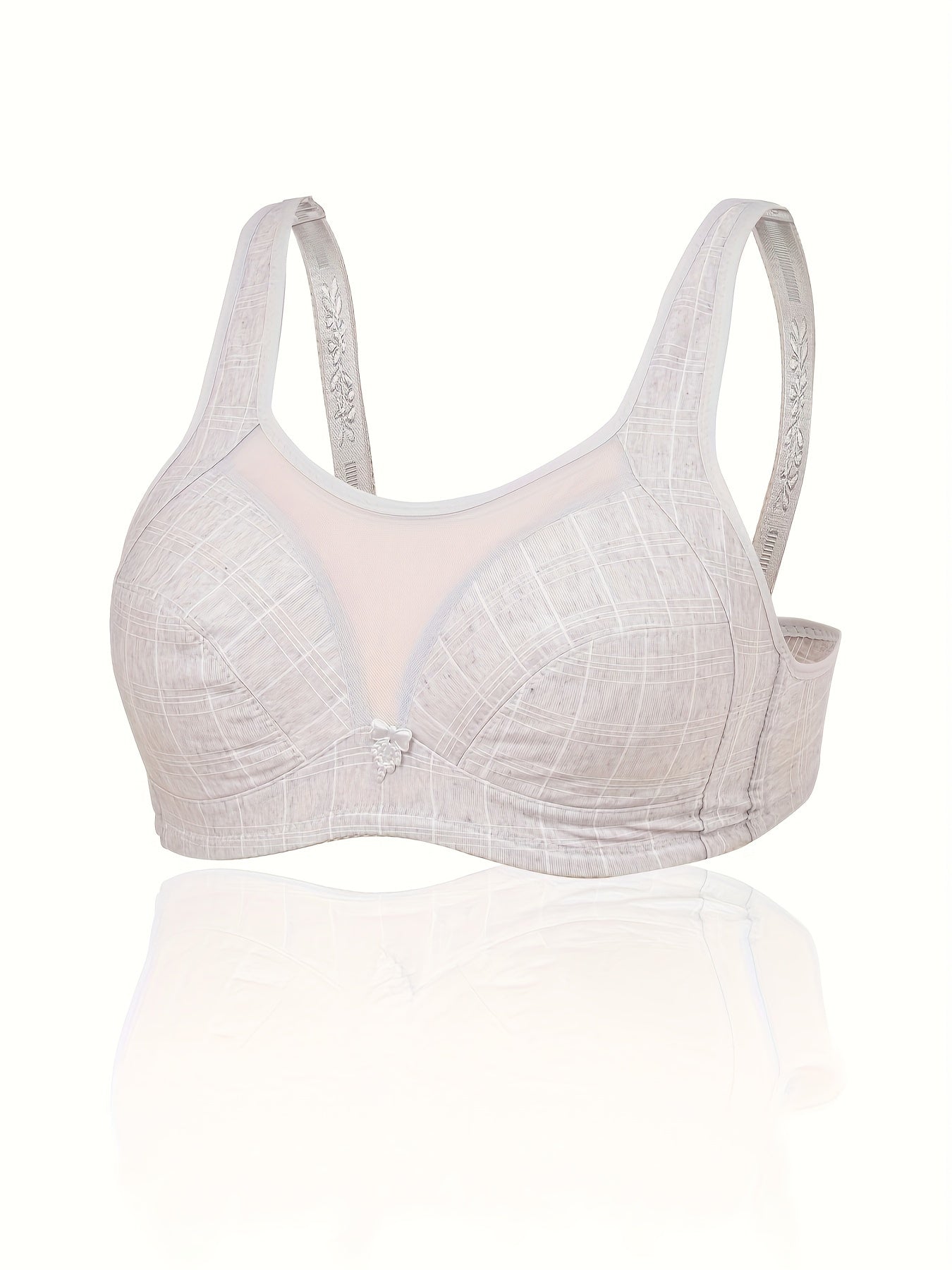 Plus Size Plaid Print Wireless Comfort Bra
