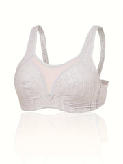 Plus Size Plaid Print Wireless Comfort Bra