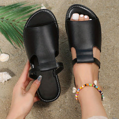Women's Casual Flat Slippers Open Round Toe Non Slip Slides Shoes