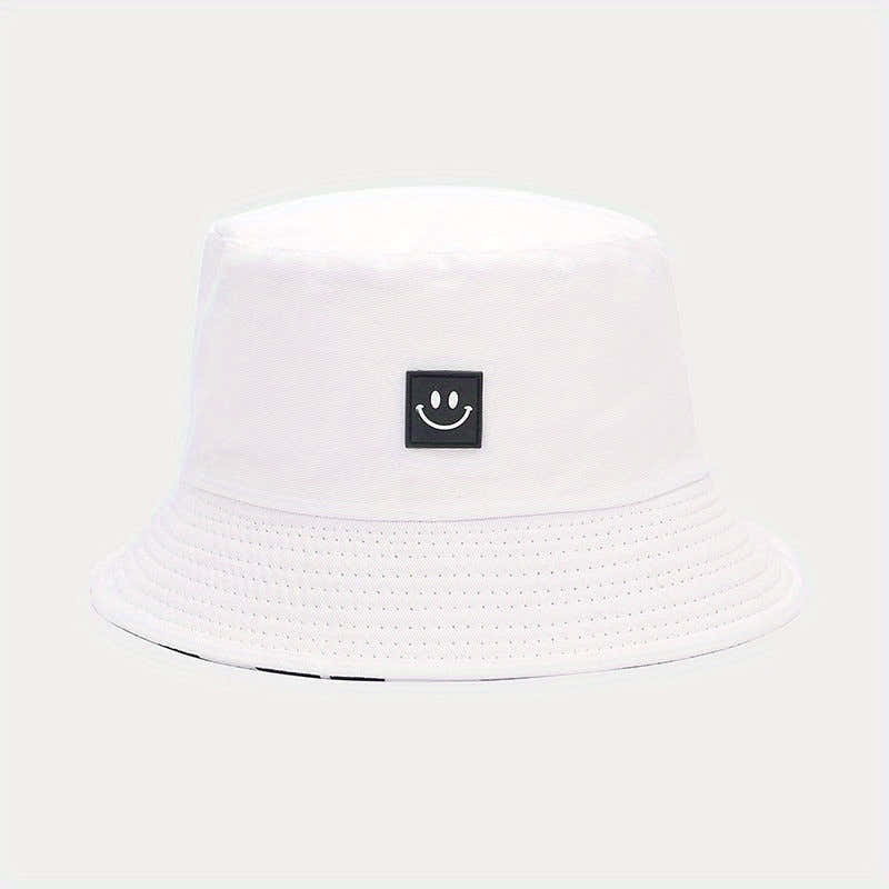 1pc Versatile Bucket Hat Double Sided Smile Face Cow Pattern Sun Hat