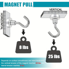 6 Pcs Magnetic Hooks 25 Lb Heavy Duty Earth Magnets With Hook For Refrigerator