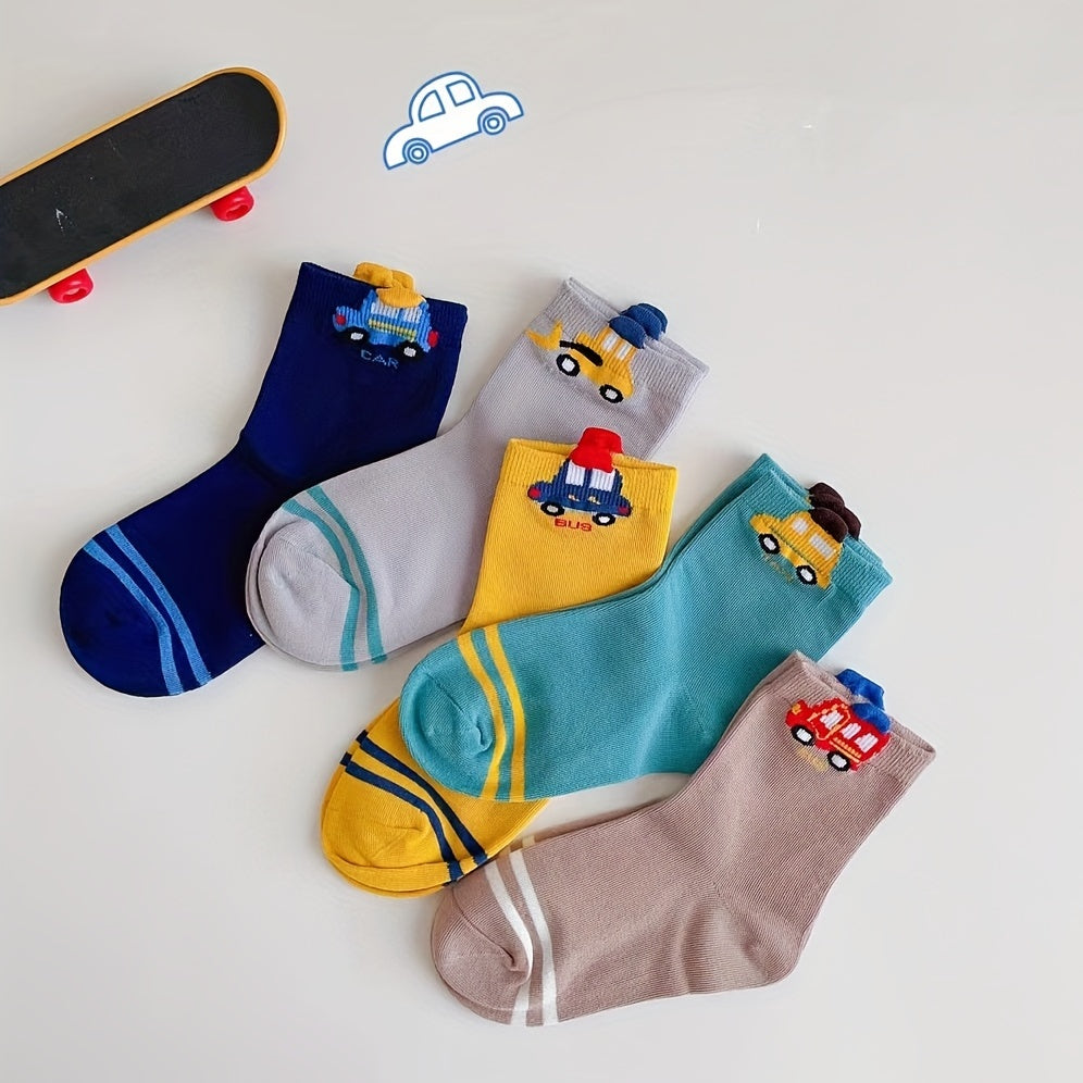 Boys Cartoon Car Pattern Breathable Socks