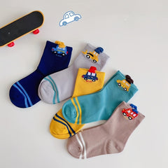 Boys Cartoon Car Pattern Breathable Socks