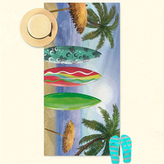 Microfiber Sandproof Beach Towel Coconut Tree Pattern Fast Dry Beach Accessory