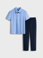 Boys Preppy Style Outfit Long Pants & Shirt Set with Bow Tie