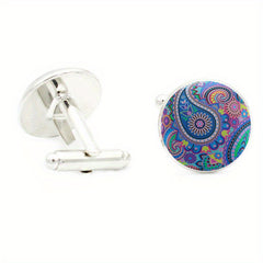 Bohemia Paisley Floral Cufflinks for Men Suit Shirt Cuff Link Jewelry