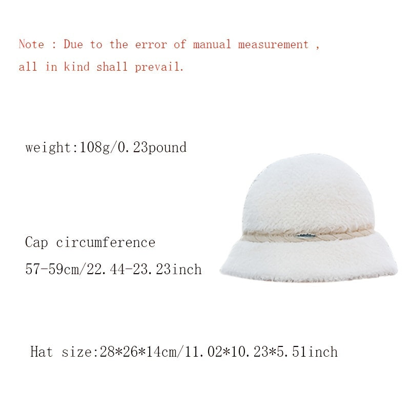 Faux Fur Bucket Hat Winter Thick Furry Fisherman Hat for Women