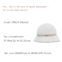 Faux Fur Bucket Hat Winter Thick Furry Fisherman Hat for Women
