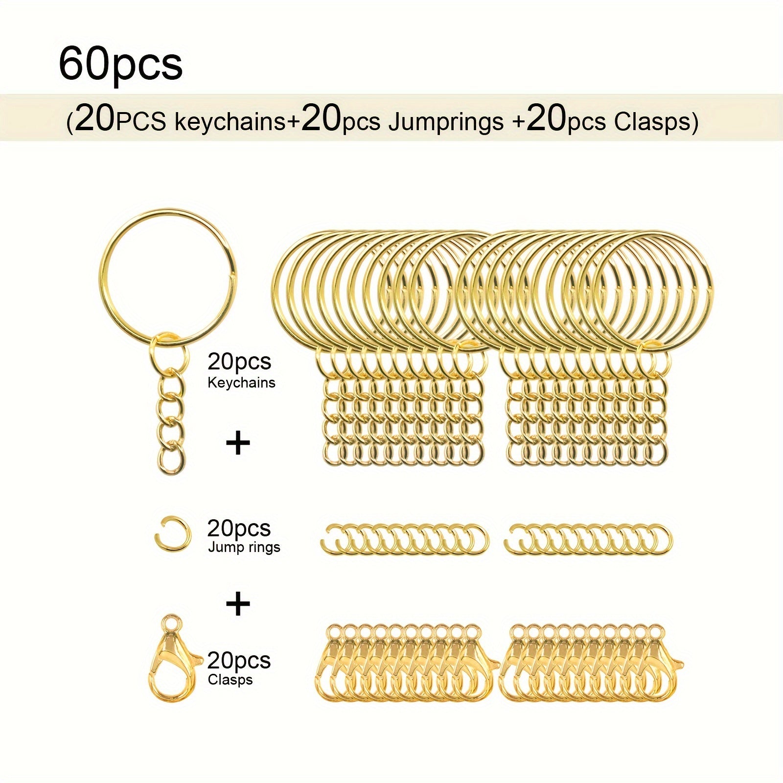 60PCS Key Rings Keychain with Lobster Clasps for DIY Crafts Jewelry Making
