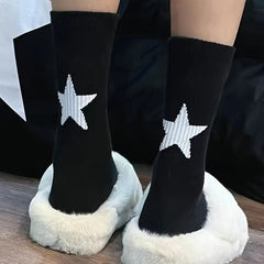Star Print Socks: Comfy Mid Tube Women's Stockings