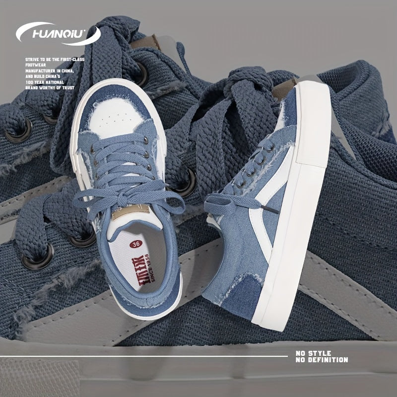 HUANQIU Lace-Up Retro Denim Board Shoes