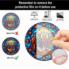 Jesus Stained Acrylic Window Sun Catcher Art Four Seasons Pendant