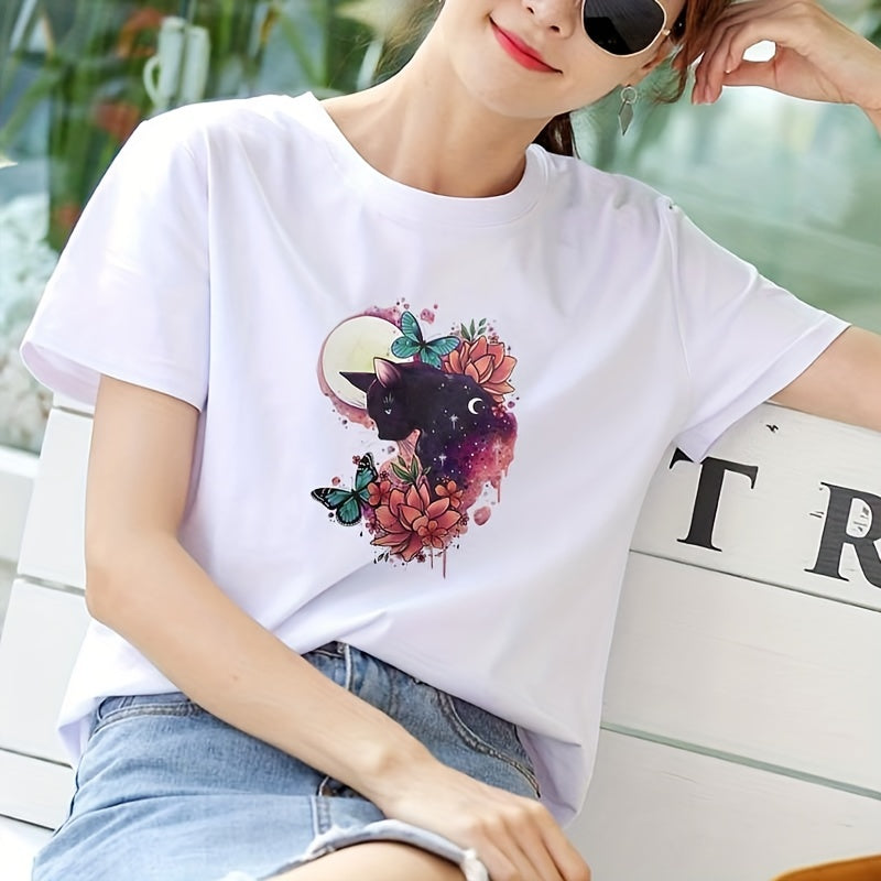 Cat Moon Ironing Sticker DIY Heat Transfer Patches For Clothes