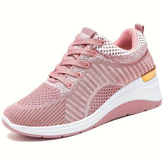 Women's Chunky Knit Sneakers Comfortable Height Increase Sports Shoes