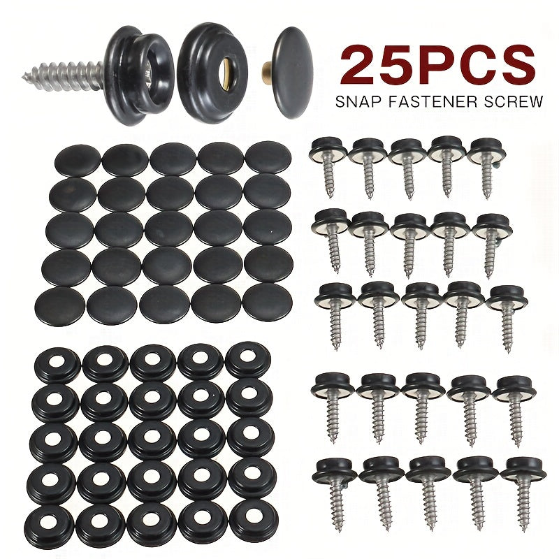 25 Sets 15mm Stainless Steel Screws Copper Buckle Waterproof Cloth Boat Cover