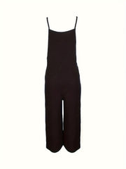 Casual Solid Square Neck Wide Leg Jumpsuit