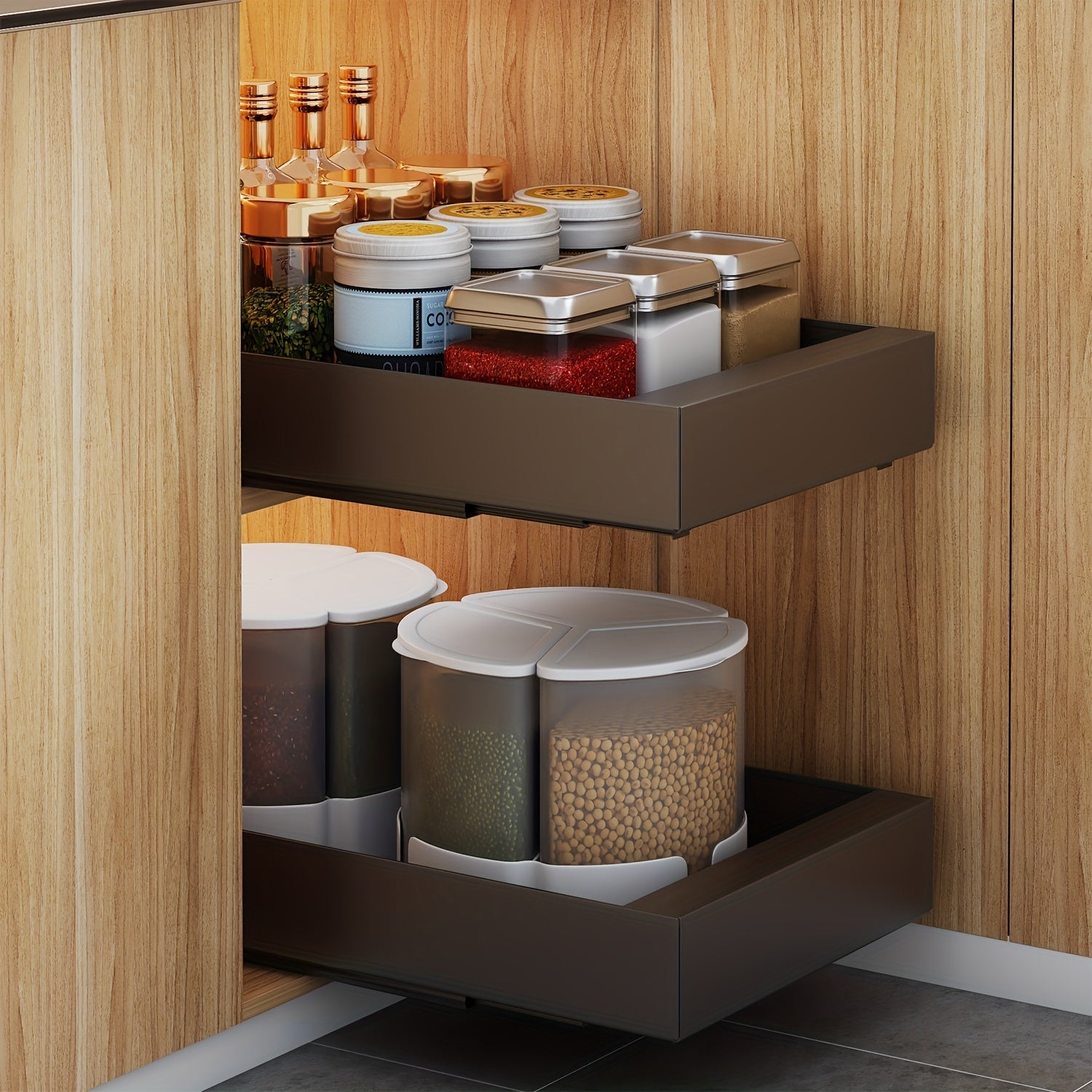 Stainless Steel Pull Out Organizer Cabinet Rack Kitchen Storage