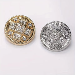 4pcs Plaid Inlaid Artificial Diamond Dress Tie Shirt Studs