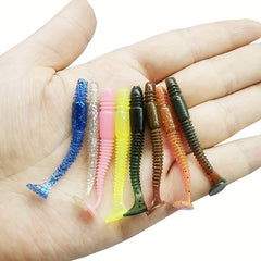 20pcs Soft Fishing Lures T Tail Worm Wobblers Swimbait