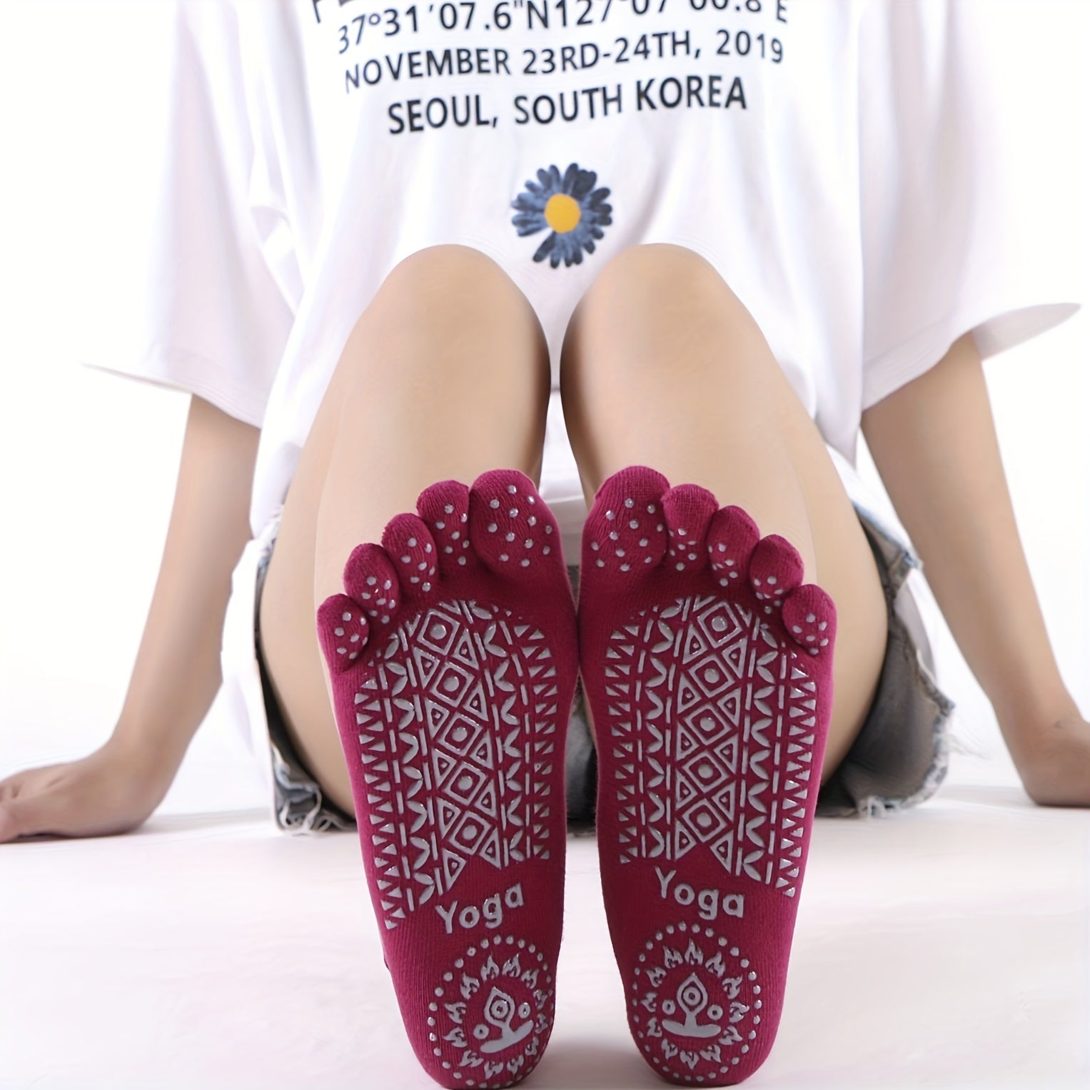 2 Pairs Non-slip Yoga Socks With Cross Strap Breathable Fitness Socks