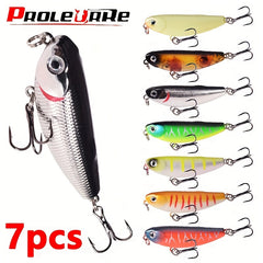 7pcs Top Water Mini Pencil Lure Mixed Colors Set 5 2 16inch 5g 0 176oz Floating