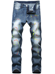 Men's Paint Splatter Slim Fit Jeans