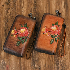 Women's Vintage Leather Handbag with Top Cowhide Large Capacity Phone Bag