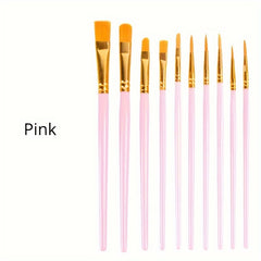 10pcs Professional Paint Brushes Set Artist Nylon Hair Watercolor