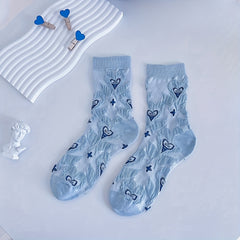 5 Pairs Floral Print Mid Tube Socks for Women
