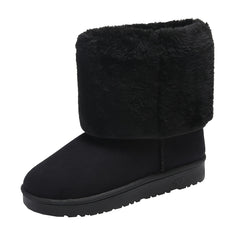 Thick Fur Lined Snow Flat Boots for Women