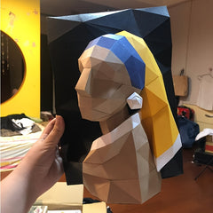 Girl Pearl Earring Papercraft Wall Hanging DIY Gift
