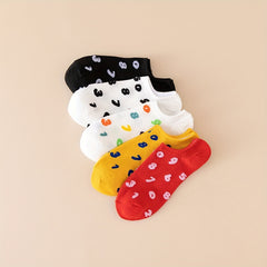 5 10 Pairs Number Print Socks Soft Lightweight Low Cut Ankle Socks