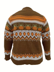 Colorblock Geometric Print Sweater