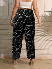 Random Print High Rise Straight Leg Suit Pants