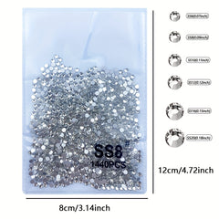 1440pcs Clear Crystal Rhinestones for Nail Art DIY