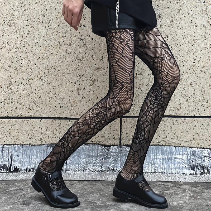 Spider Web Pattern Fishnet Tights High Waist Mesh Pantyhose