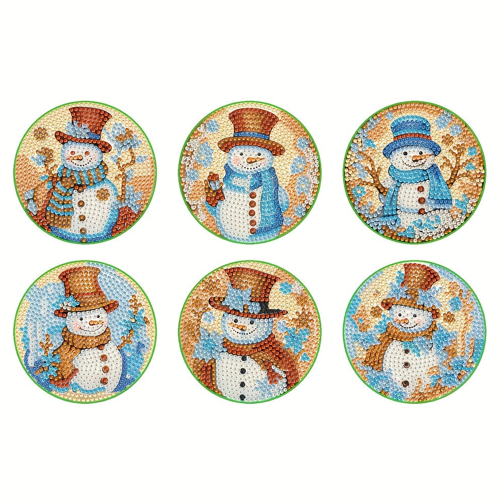 6pcs DIY Diamond Painting Coasters Snowman Christmas Art Kit