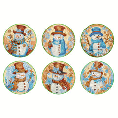 6pcs DIY Diamond Painting Coasters Snowman Christmas Art Kit