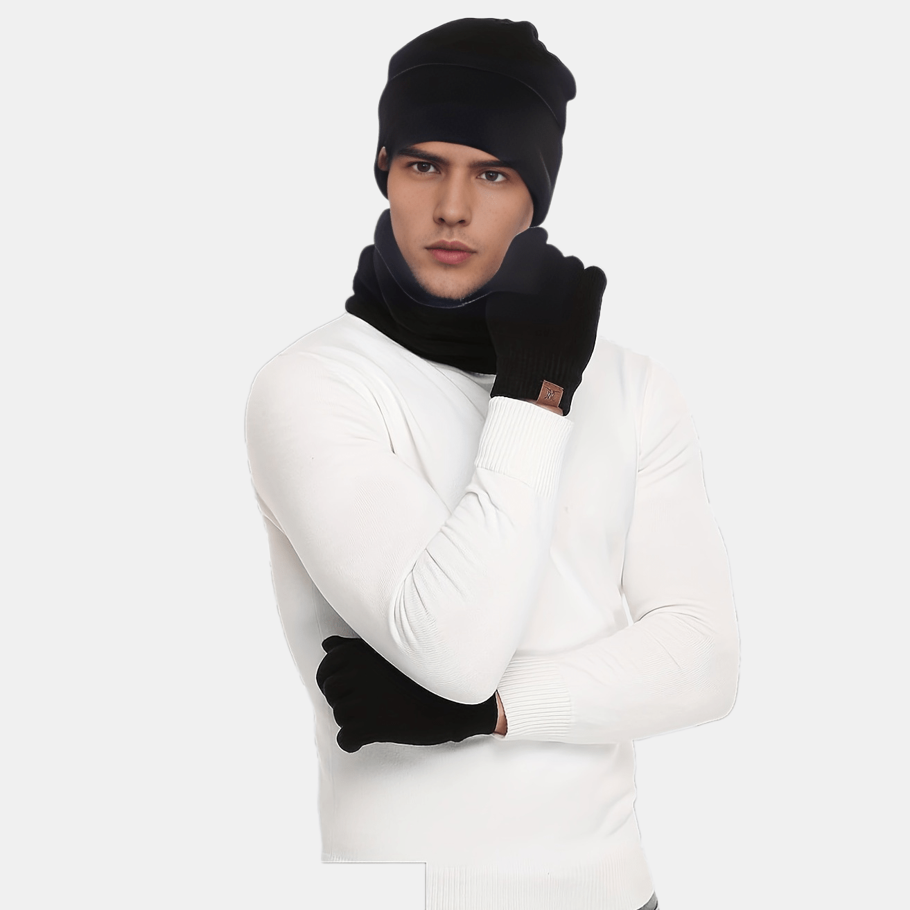 Unisex Beanie Hat Scarf Touchscreen Gloves Set