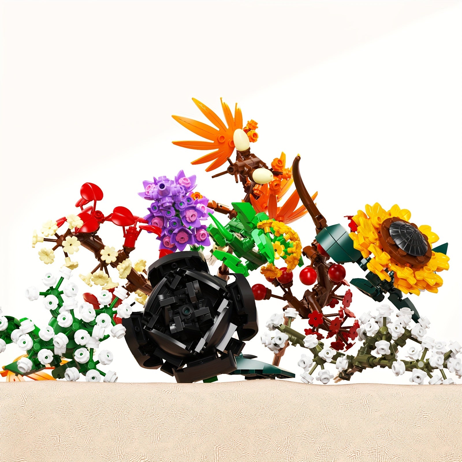 Building Blocks Bouquet Model Rose Sunflower Eternal Flowers Gift