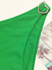 Solid Heart Ring Halter Neck Bikini Set