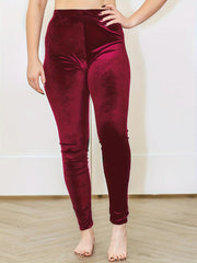Solid Velvet High Rise Leggings