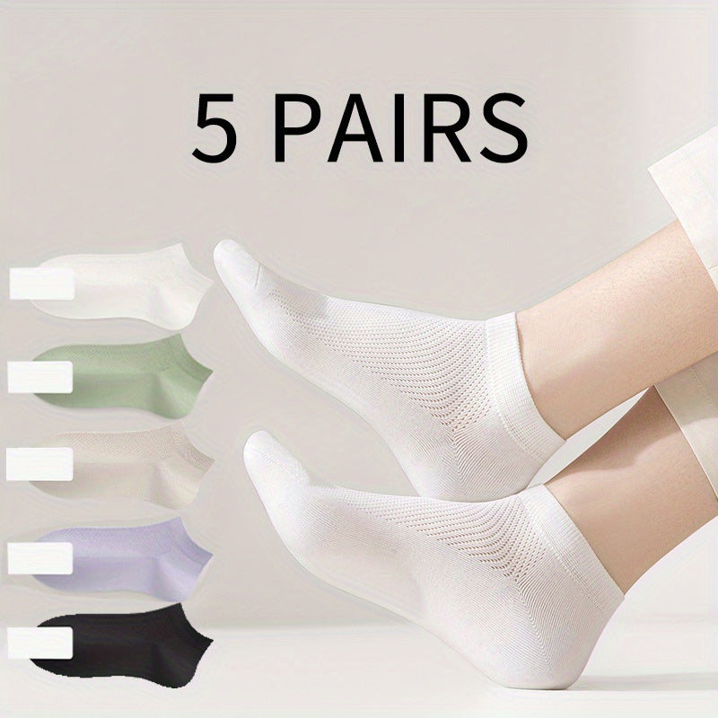 5 Pairs Breathable Hollow Out Ankle Socks Women's Stockings