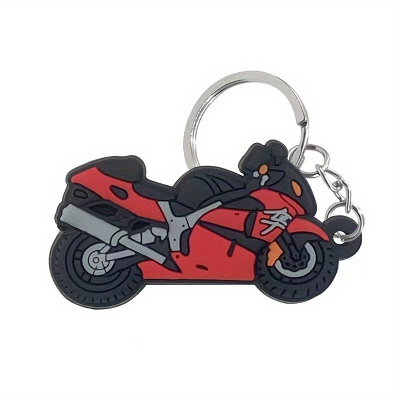 Cartoon Motorcycle Keychain PVC Key Ring Holder Women Trinkets Accessories