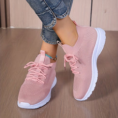 Women's Breathable Woven Sneakers Lightweight Mesh Lace Up Shoes