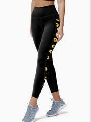 Sunflower Print Yoga Pants High Waist Butt Lifting Leggings