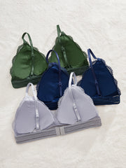 3pcs Lace Wireless Bras Comfy Intimates Bra Women's Lingerie