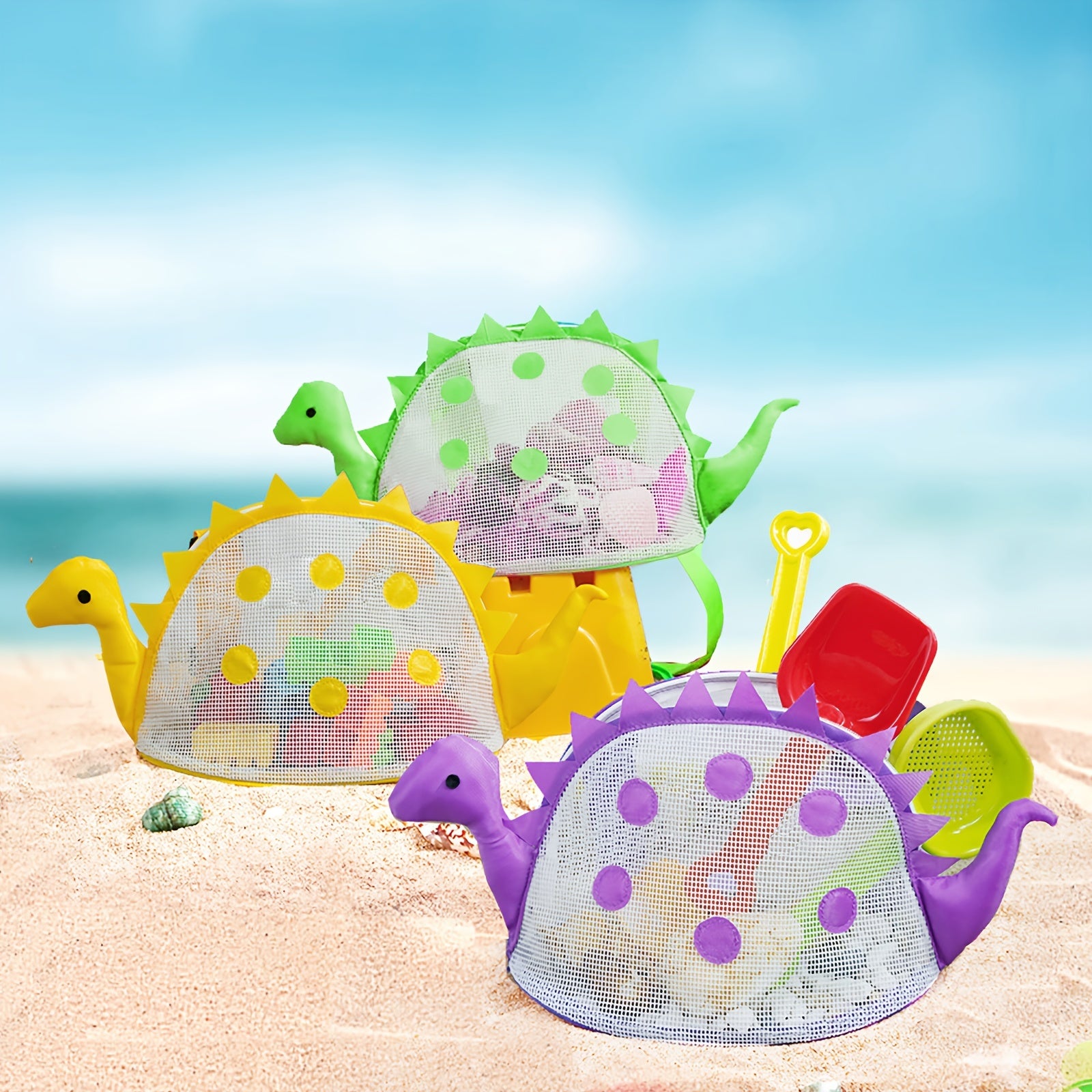 Kids Turtle Beach Toy Bag with Zipper, Seashell Collection Handbag