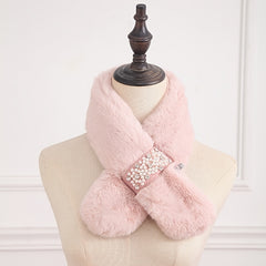 Rabbit Fur Neck Scarf Solid Wrap Scarf Neck Warmer For Winter